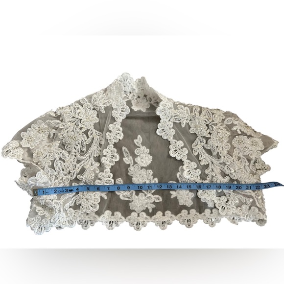 PC MARYS Wedding bolero bridal dress bridal short sleeve beaded crop jacket NWOT - Picture 5 of 7